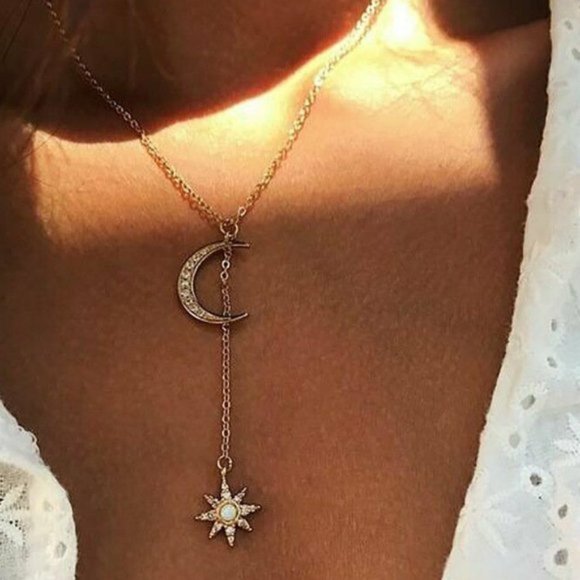 Nigth and Day Star Moon Gold " Stellar" Necklace - Picture 1 of 6